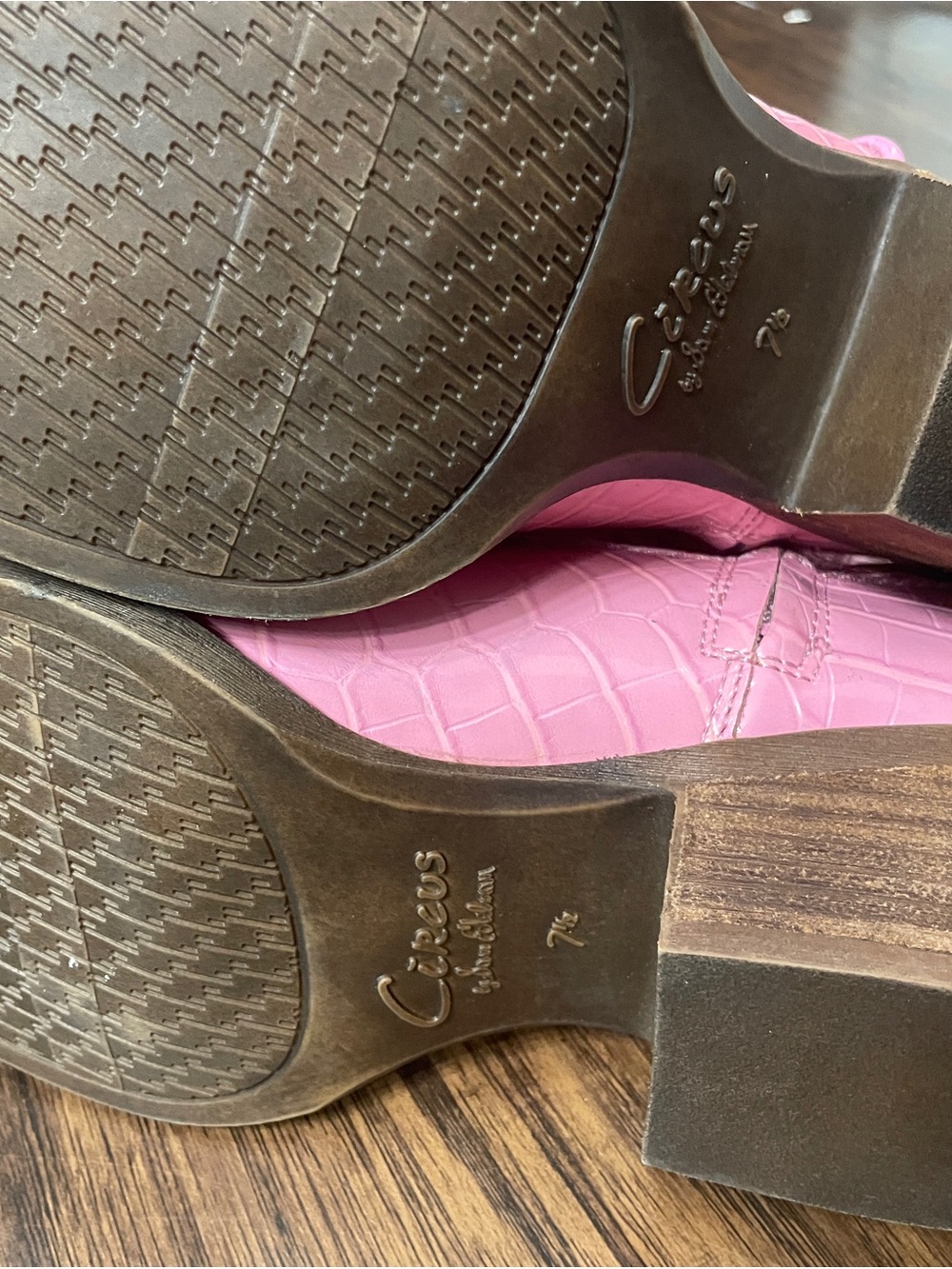 Women’s Pink Croc-Embossed Mid-Calf Western Boots - Picture 9 of 11